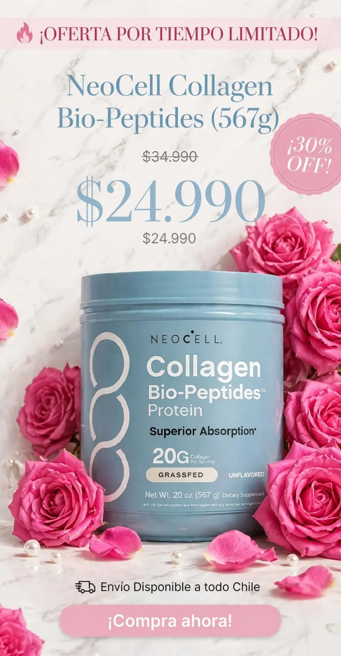 NeoCell COLAGENO Bio-Peptides 567g  - 20g por porción